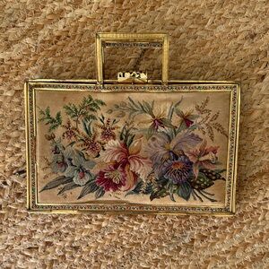Vienna Handwork made for Spritzer Antique Victorian Tapestry Clutch